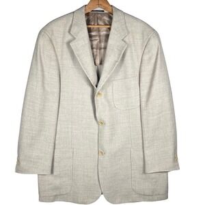 Today's Man Blazer Mens 42R Beige Silk Linen Wool Garlanda Italian Fabric Jacket